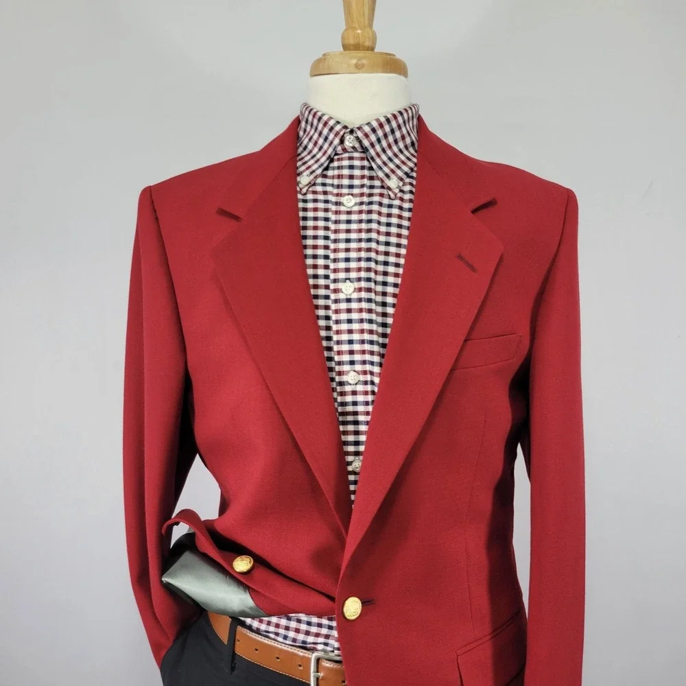 D.S.STUART Men's Sport Coat Blazer Two‎ Button Red Polyester Wool Size 40L NEW